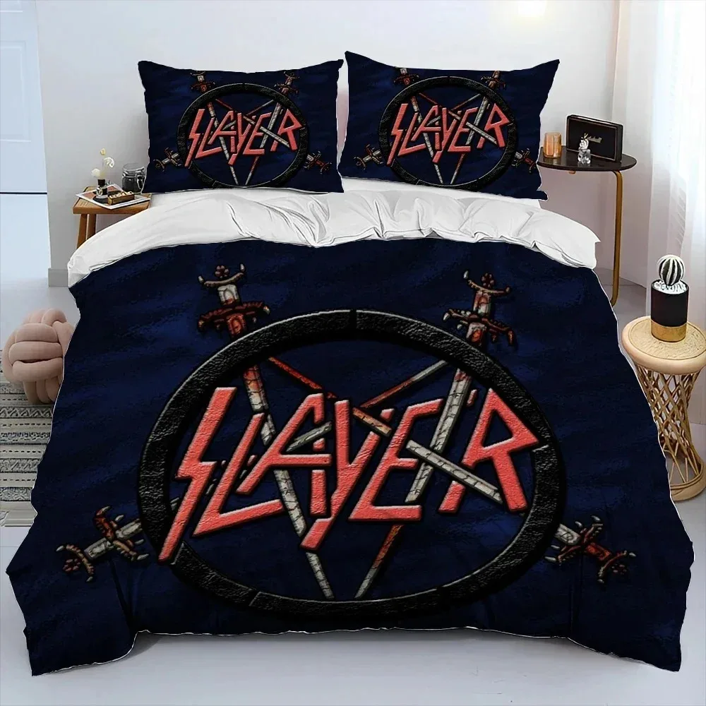 

Slayer Heavy Metal Band Music Comforter Bedding Set,Duvet Cover Bed Set Quilt Cover Pillowcase,king Queen Size Bedding Set Kids