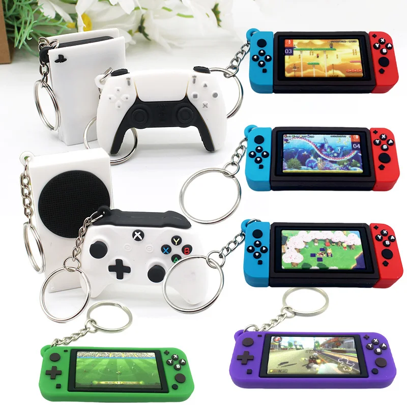 Simulation Game Console Controller Model Keychains Mini PS5 XBOX Game Play Series Pvc Pendant for Men Women Key Ring Toys Gifts