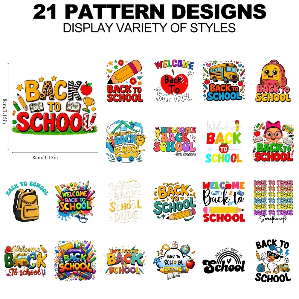 21 PCS UV DTF Transfer Stickers Cup, Back To School Welcome Back To School, Perfect for glass cups, mugs,suitable gift.