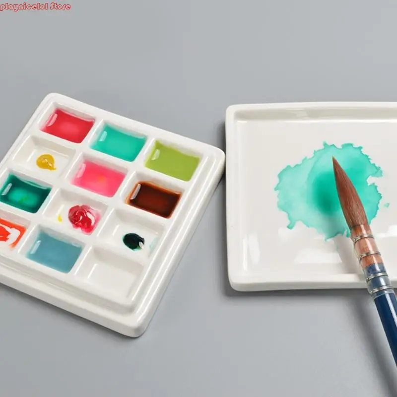 Paleta pintura cerámica E8ba 12 Grids Paleta pintura cerámica para pintura óleo
