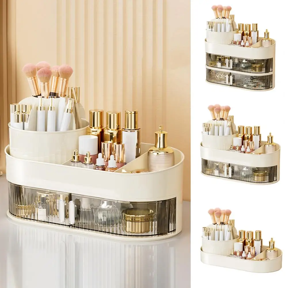 

Cosmetic Storage Box 360-degree Rotating Makeup Organizer with Capacity Storage Box Detachable Compartments for Brushes Ultimate