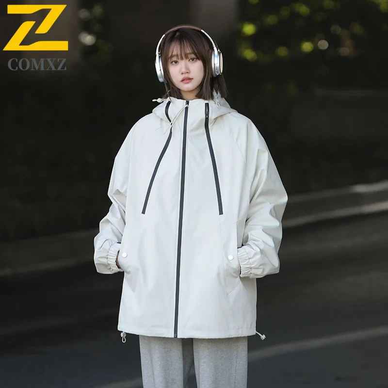 

Couple Charge Jacket Color Blocked Trendy Versatile Windproof Waterproof Hooded Jacket Outdoor Camping Travel Zipper Windbreaker