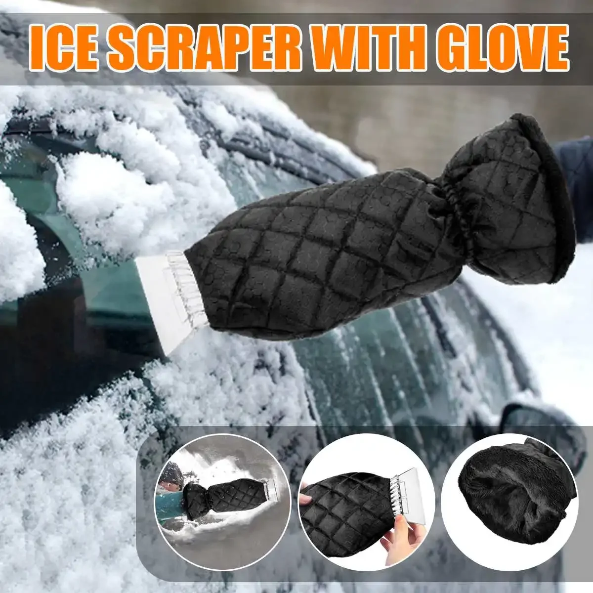 Ice Scraper with Warm Glove Car Windshield Glass Shovel Winter Snow Scratch Cleaning Car Window Windshield Snow Remover