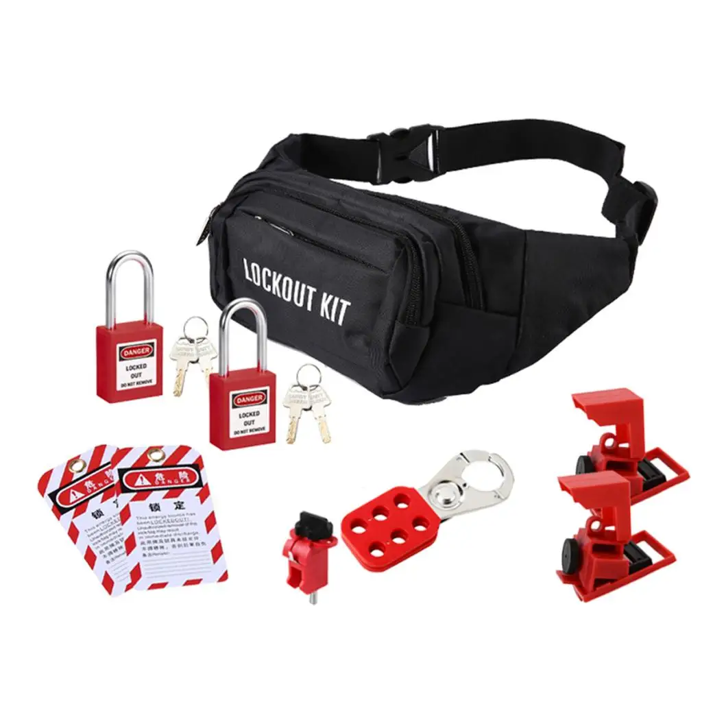 Electrical Lockout Tagout Kit Safety Padlocks Set for Lock Out Tag Out Circuit Breaker Lockout Safety Padlock Pocket Bag