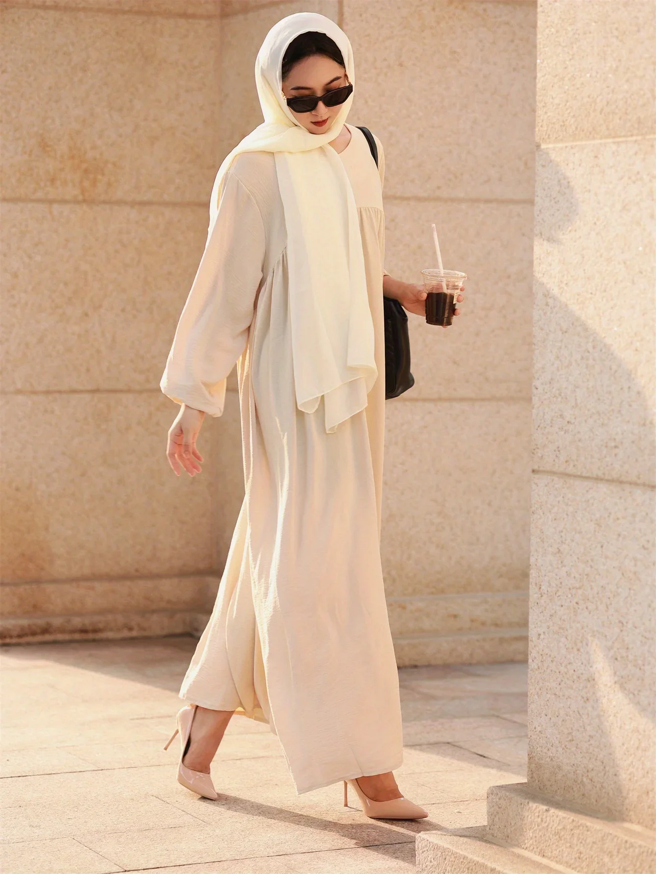 

Full Sleeve Casual Loose Maxi Dress Women Modesty Prayer Long Dresses Abaya Muslim Dresses Ramadan Turkey Robe Islamic Clothing