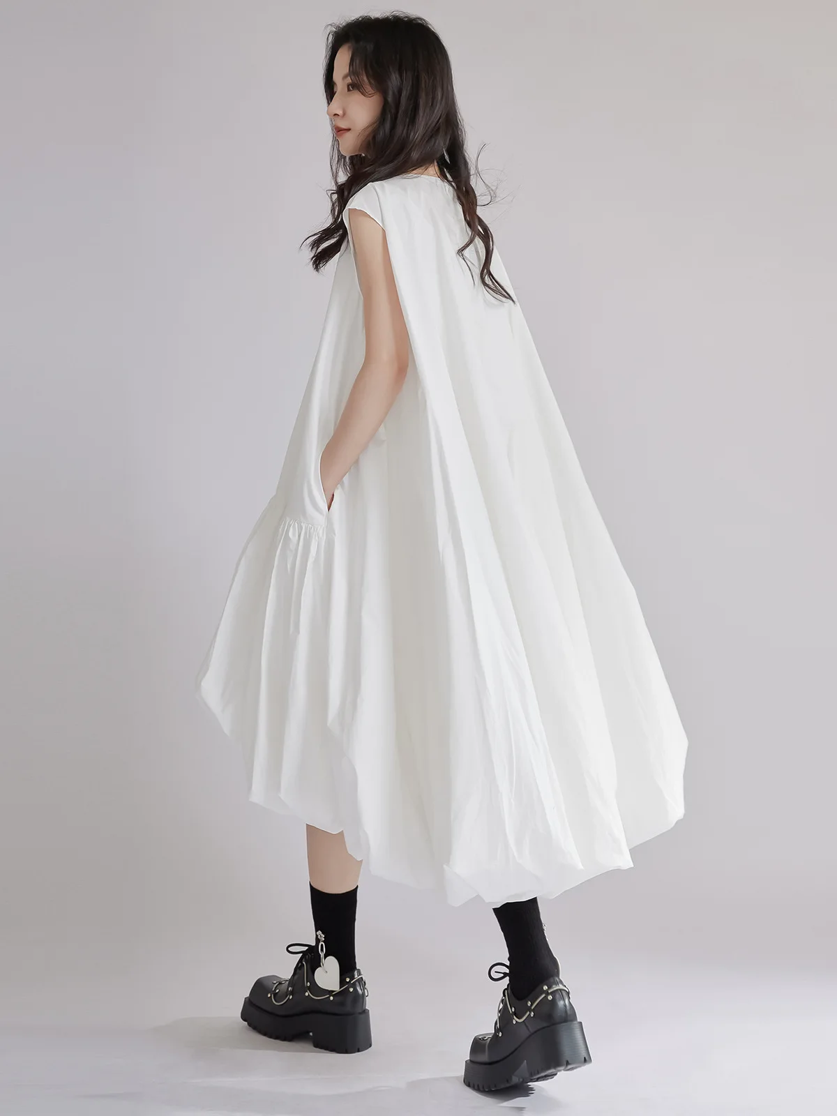 Tannt vestido de mujer sin mangas Irregular camisa blanca vestidos para mujeres 2025 nueva moda de verano asimetría camisas largas vestidos