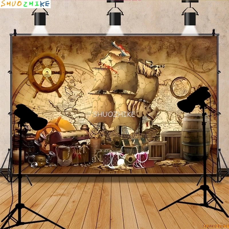 Retro Pirate Treasure Map Back - Photography Mapped recension och pris