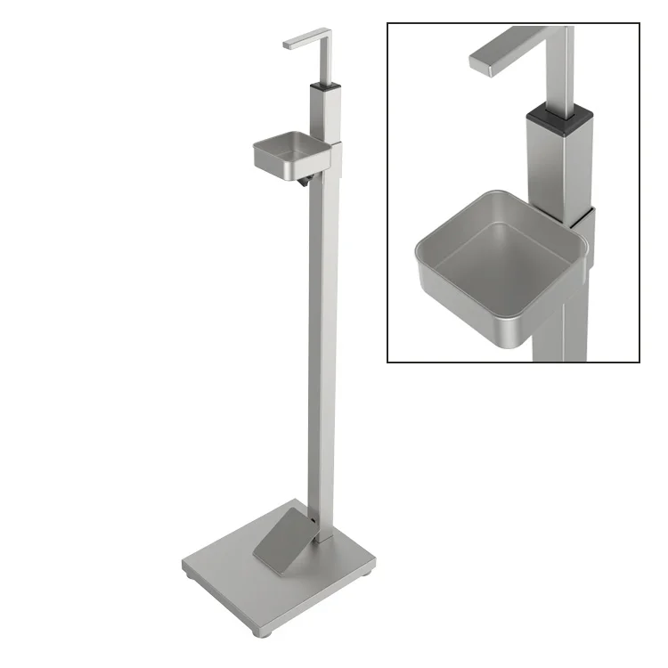 Refillable Soap Dispensers Stand, Floor Foot Operated Hand Sanitiser Station, Portable Metal Sanitiser Holder for Commercial