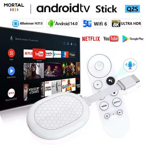 Global Android 14.0 Allwinner H313 Best Selling TV stick Google Voice Remote Dual 2.4/5 G Wifi 6 BT 5.0 8K Video Decoding TV BOX