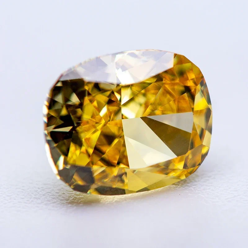 L-Cubic Zirconia Crushed Ice Cut No Certificate Cushion Shape Yellow Color Charms Beads  Diy Advanced for jewel making