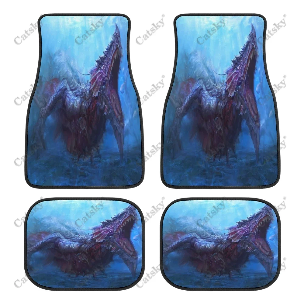 Fantasy Sea Monster Car Floor Mat Vintage Carpet Anti-Slip Rubber Mat Pack of 4 Auto Accessiores Decoration for Car SUV Van