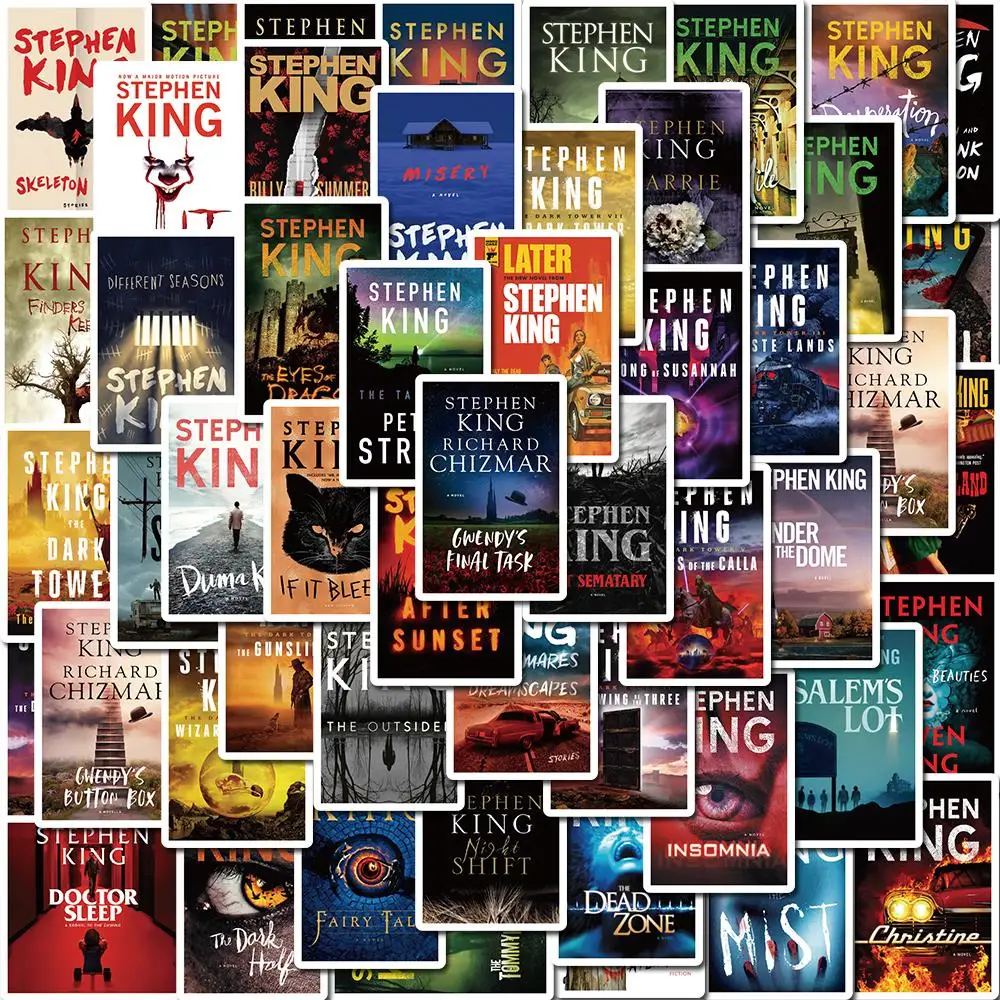 50PCS Stephen Edwin King Novel Horror Stickers Vintage For DIY Notebook Luggage Motorcycle Laptop Refrigerator Decals Decor