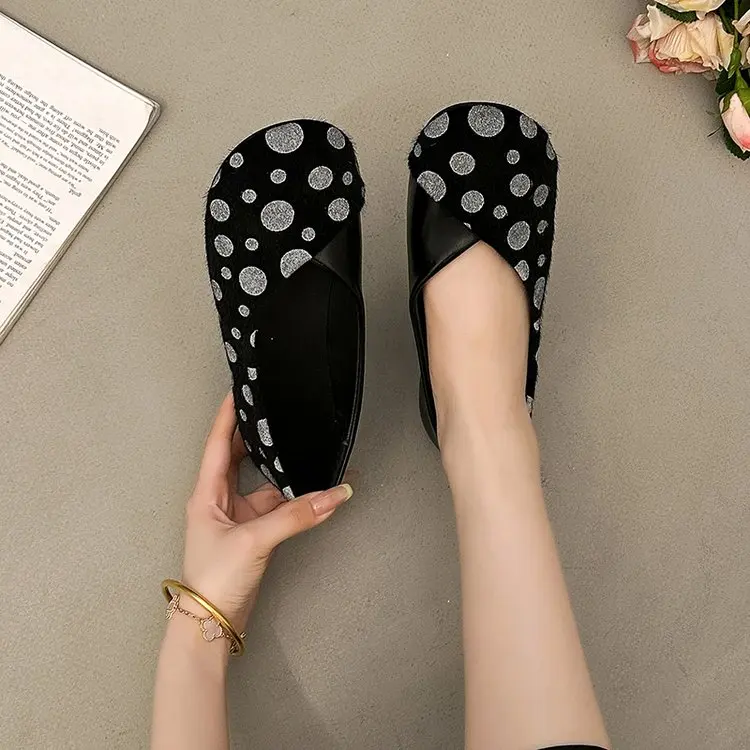 Frühlings-Neuheit: Damen-Flachschuhe mit Runder Spitze, Gepunktetem Wildleder, Bequeme Alltags-Loafer für Büro und Straße – Detail 29