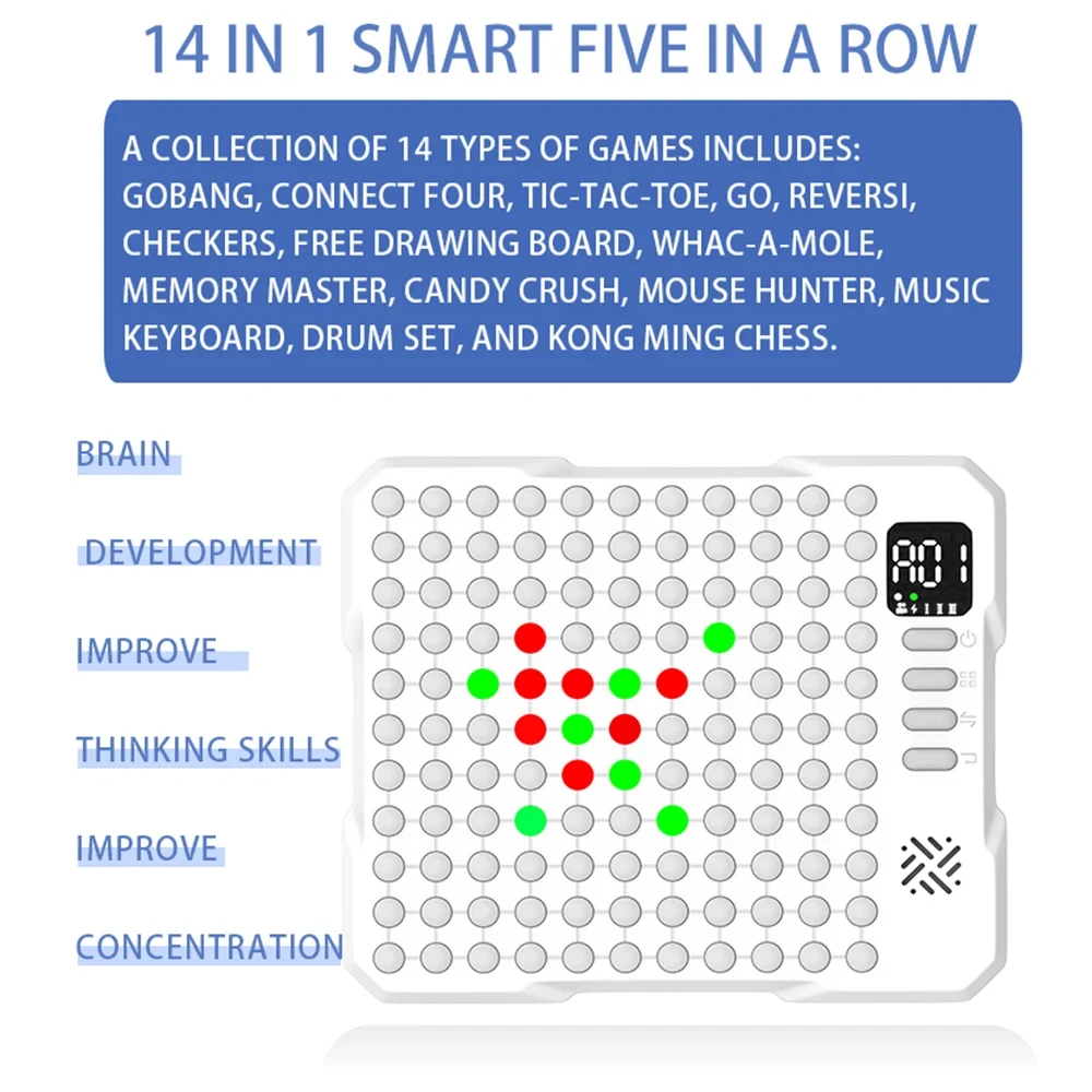 14 in 1 Multifunctional Smart Board Game Electronic Chess Backgammon Go Tic-Tac-Toe Whack-a-Mole Combe for Kids Educational Toy view 4