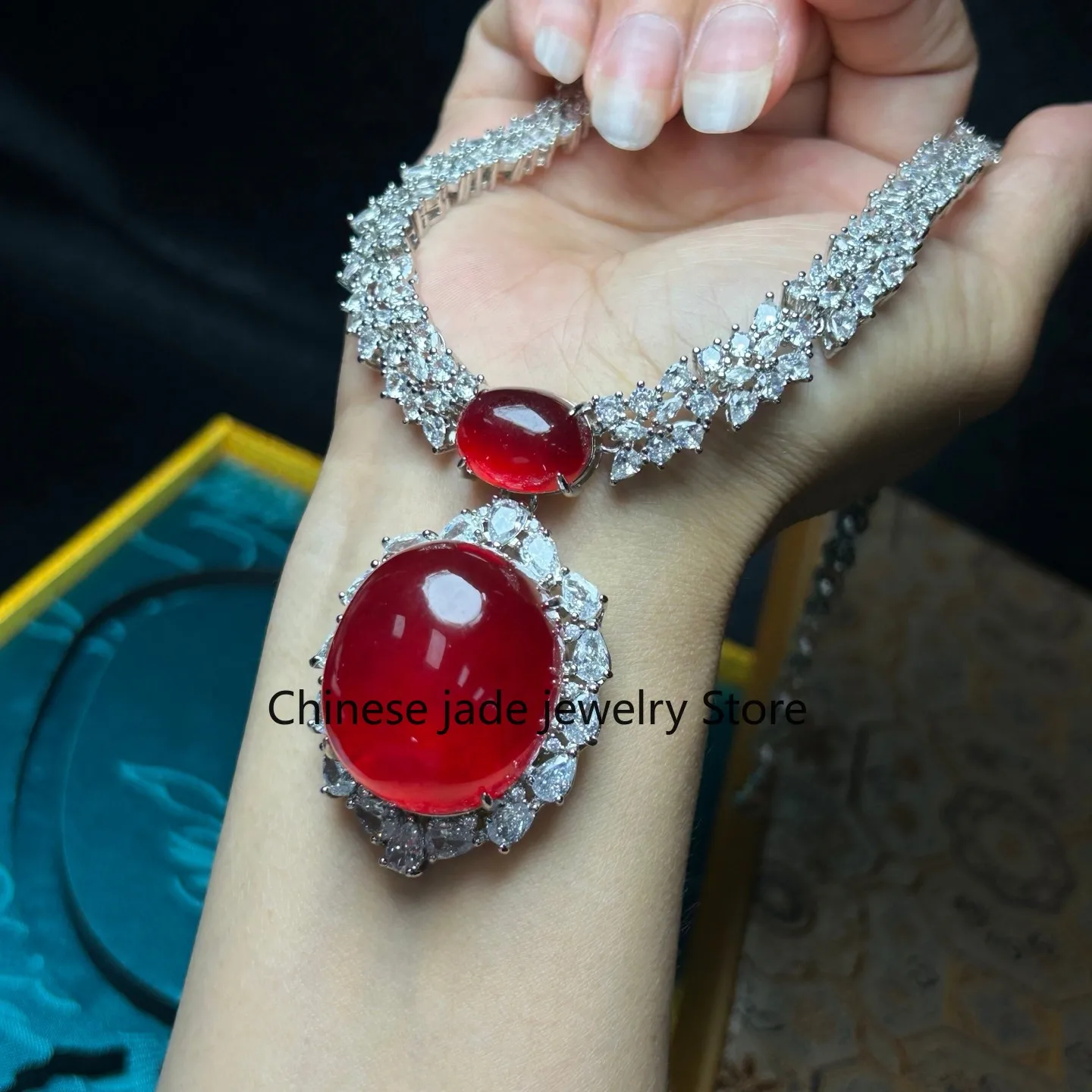 Real Natural Perfect High Ice Red Myanmar Jade Jadeite Pendant&Necklaces