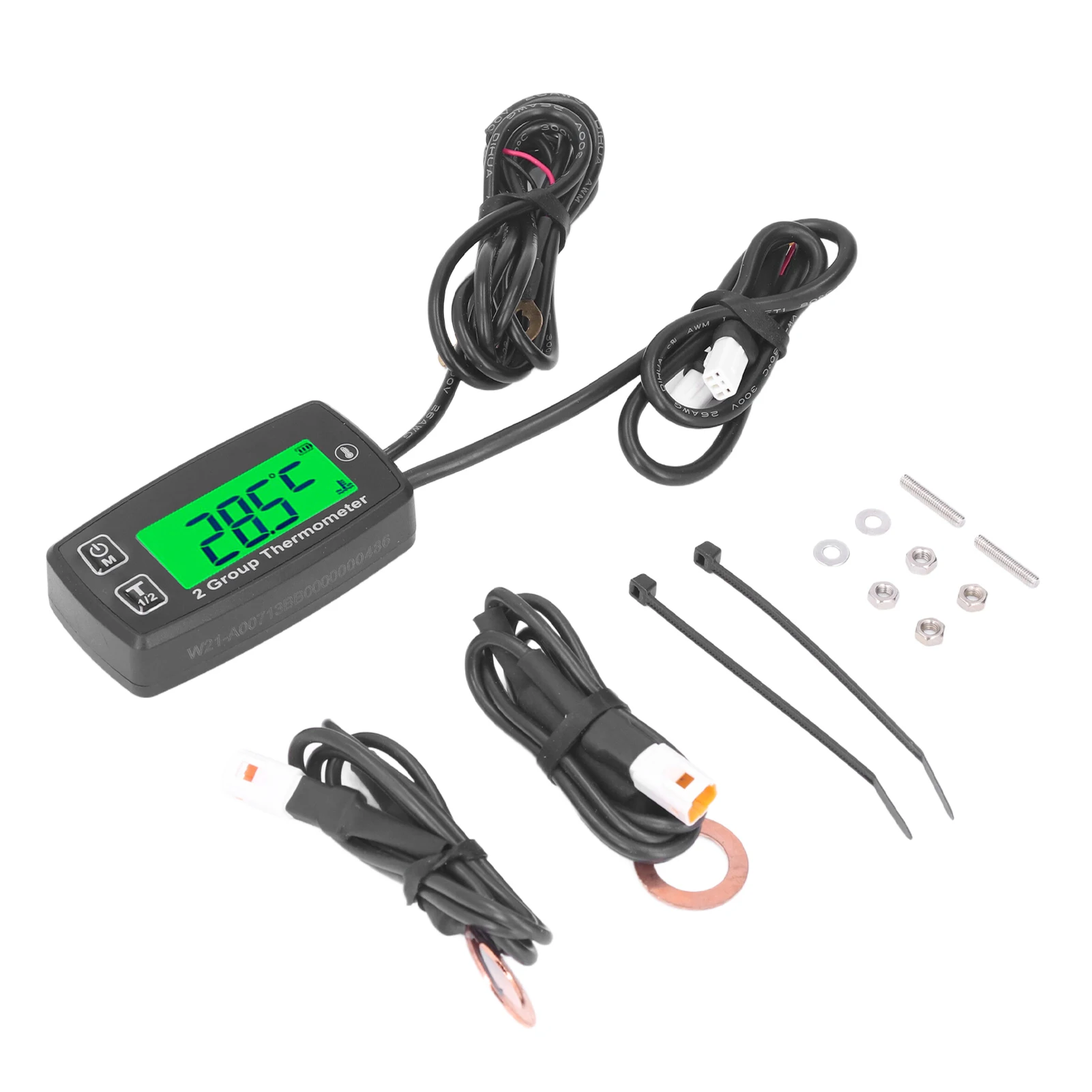 Tachometer LCD Saluran Ganda Tahan Panas IP67 Pengukur Termometer Mesin Tahan Air Anti untuk Sepeda Motor untuk Perahu untuk ATV