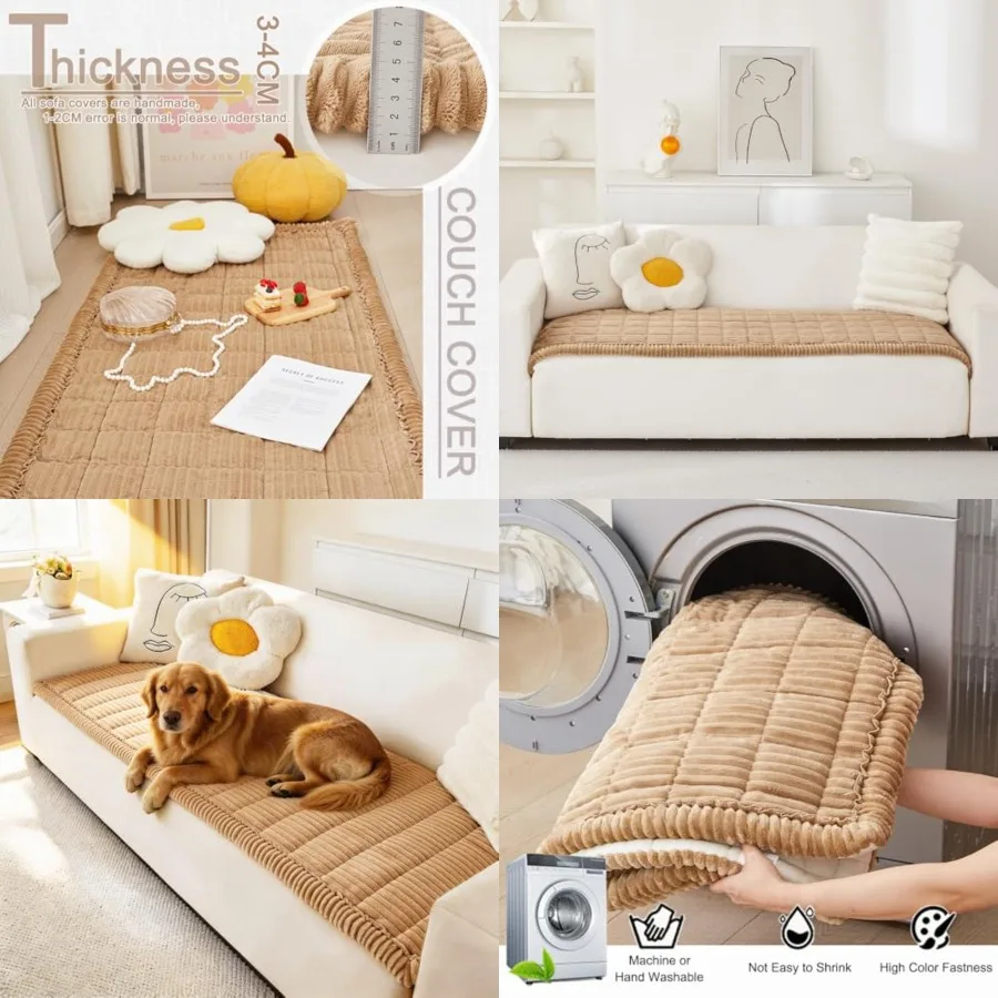 

Couch Cover for Dogs Washable, Fuzzy Pet Couch Covers for 3 Cushion Sofa Pet Friendly, Non Slip Sofa Cover
