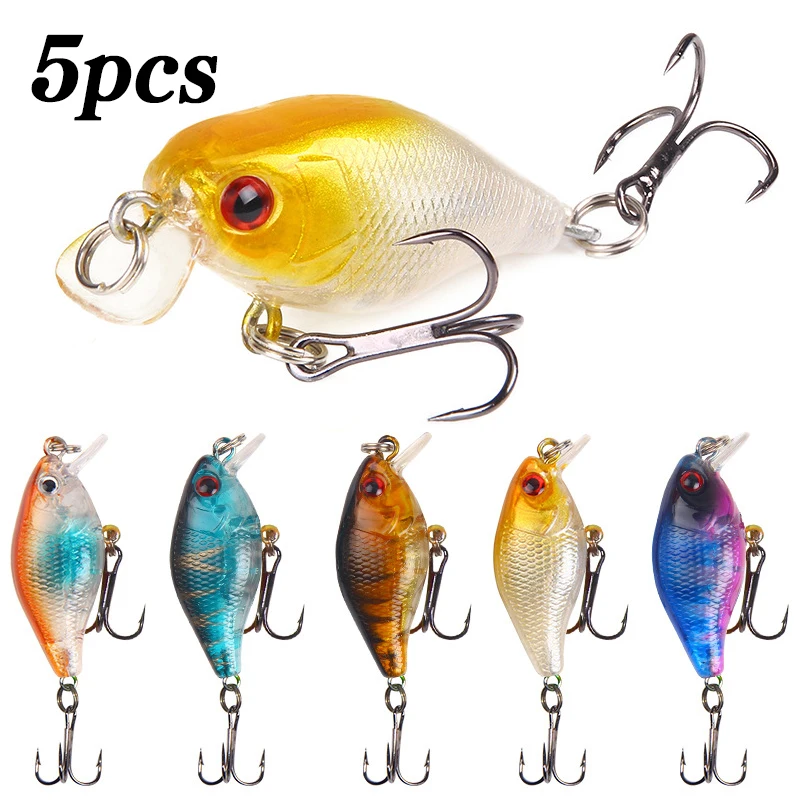 5Pcs Swimbait Künstliche Minnow Angeln Locken Wobbler Crankbait 3D Augen Harten Köder Hecht Pesca Tackle