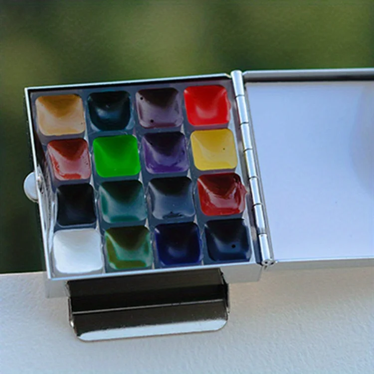 Reise-Aquarellfarben-Set Mini Tragbare Farbbox Aquarellfarben-Spender-Set Waschtopf Zeichenbuch Wasserstift – Detail 16