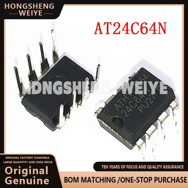 100%new 10pcs/lot New AT24C64N AT24C64AN 24C64 24C64AN AT24C64 DIP-8 EEPROM memory IC