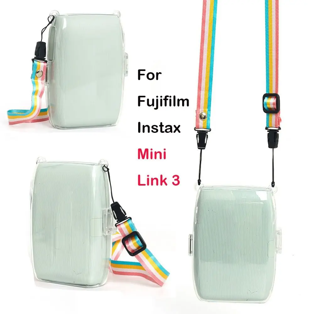 Transparent Protective Shell PC Shockproof Storage Bag Anti-Scratch with Shoulder Strap for Fujifilm Instax Mini Link 3