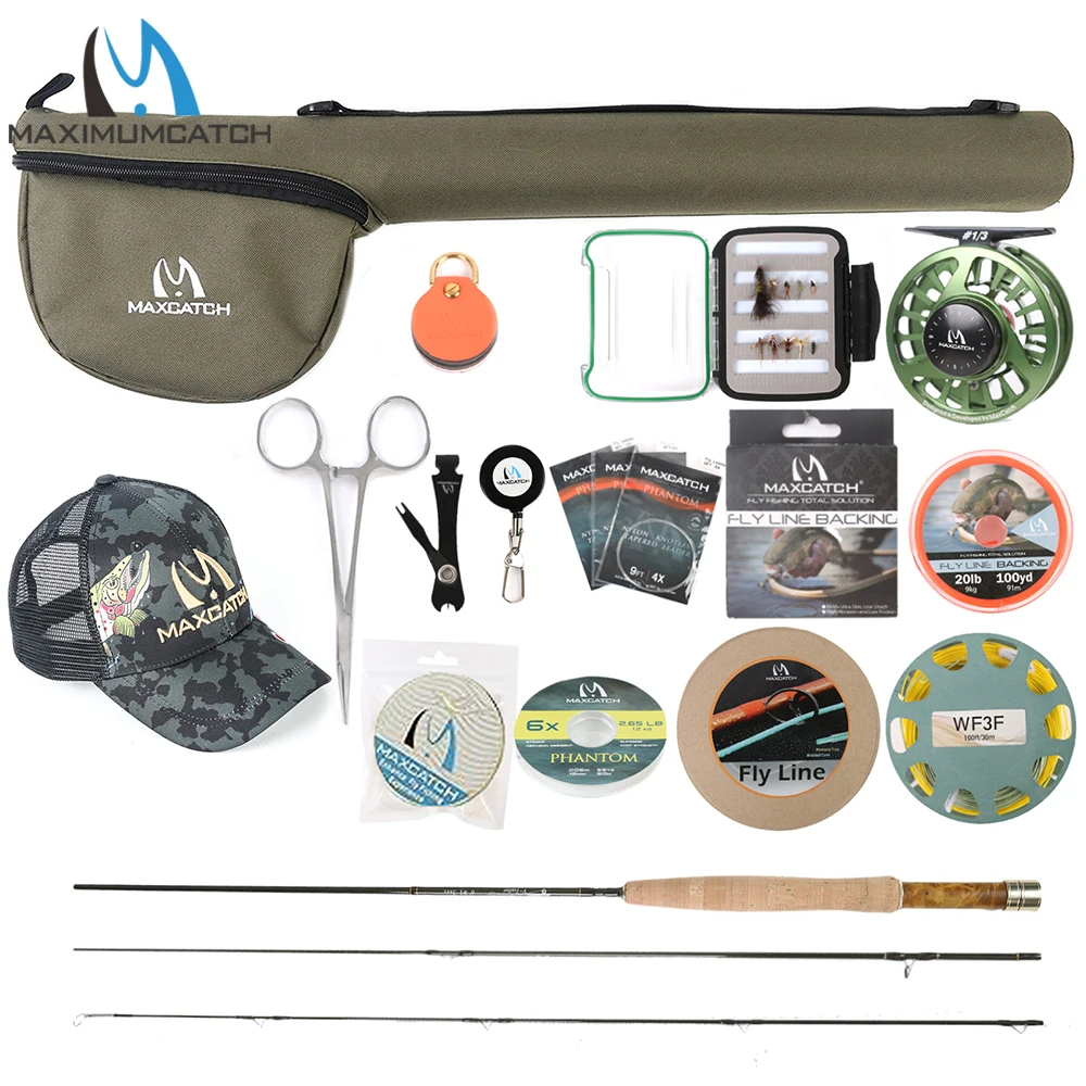 

Maxcatch V-Feather Fly Rod Reel Kit 1/2/3WT Lightweight Fly Fishing Combo Outfit Small Stream Creek Trout Beginner Gear Set