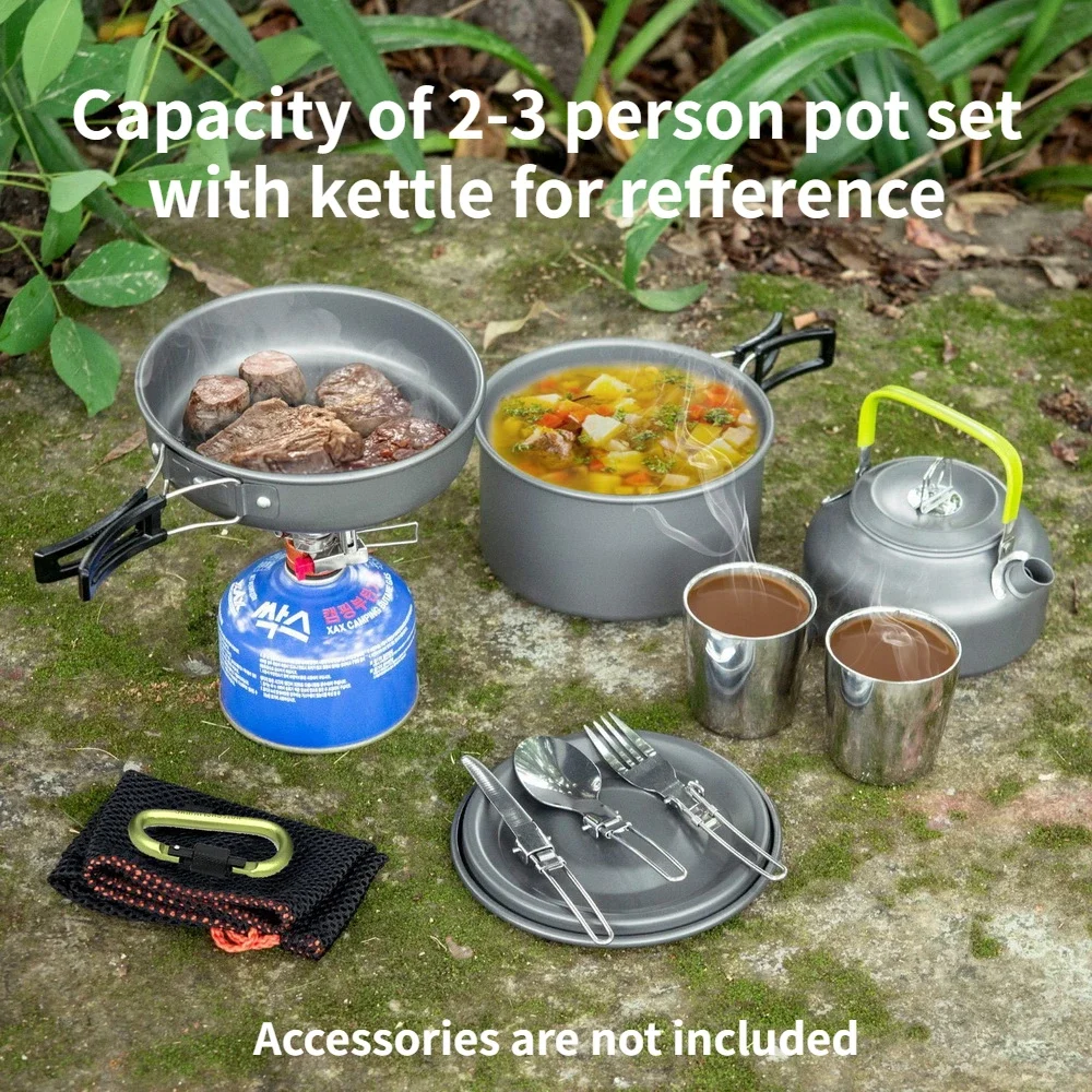 Camping Cookware Set for 1-7 Persons, Lightweight and Portable Pot and Pan with Carrying Bag, Perfect for Outdoor Camping