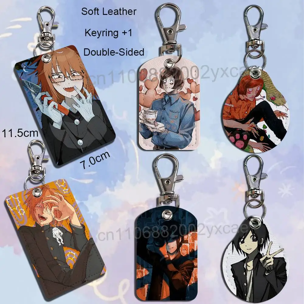 Satoru Tsukada Randal Luther Von Ivory Leather Card Holder with Exquisite Keychain purpose Case for Metro ID Access Badge