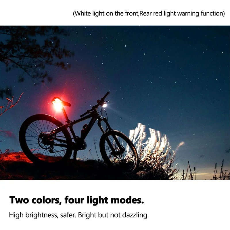 Set di luci per bici ricaricabili A44TUSB (luce bianca) e fanale posteriore (luce rossa a LED) per accessori per biciclette da strada, 2 set
