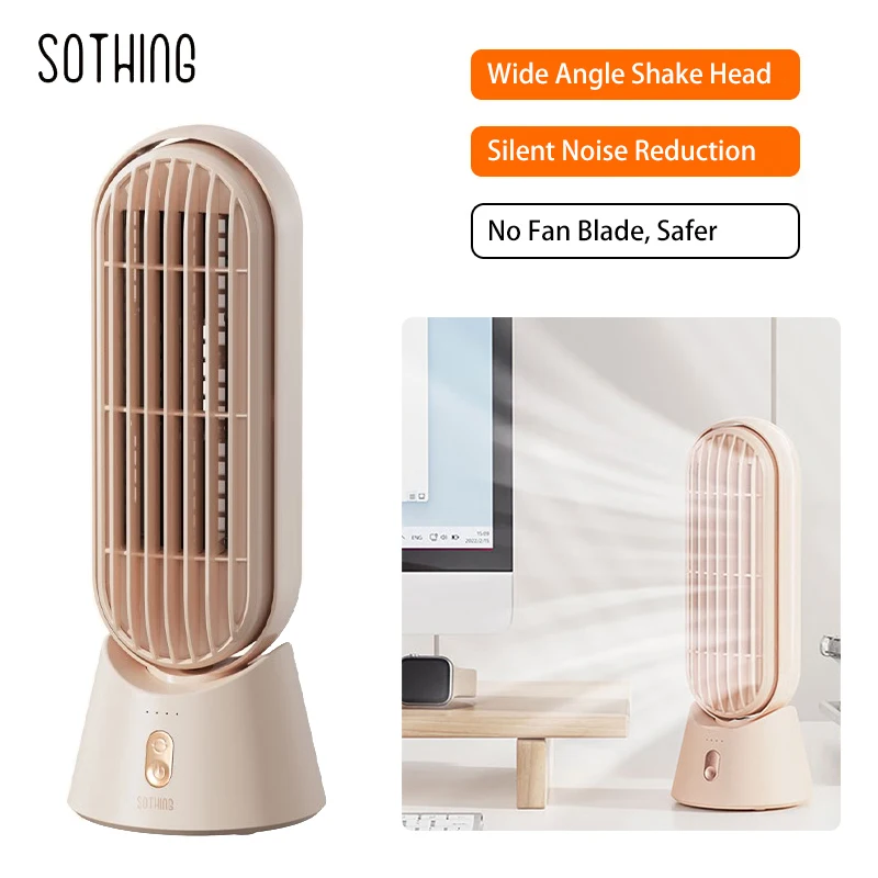 

Youpin Sothing Portable Bladeless Table Fan 4000mAh Air Cooler Silent Shakeable USB Rechargeable Desktop Fan Summer Outdoor Fan