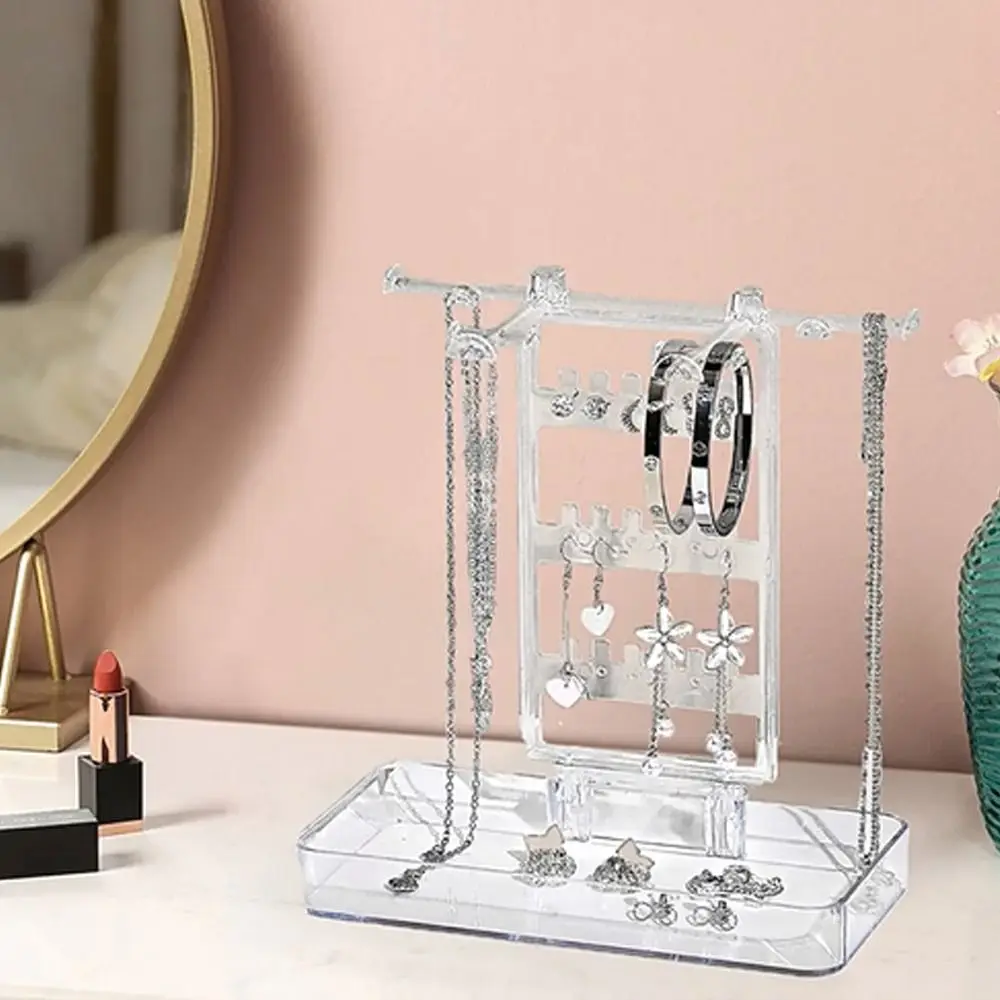 

Transparent Desktop Jewelry Rack Hanging Detachable Jewelry Display Stand with Base Creative Storage Tray Shopping Mall