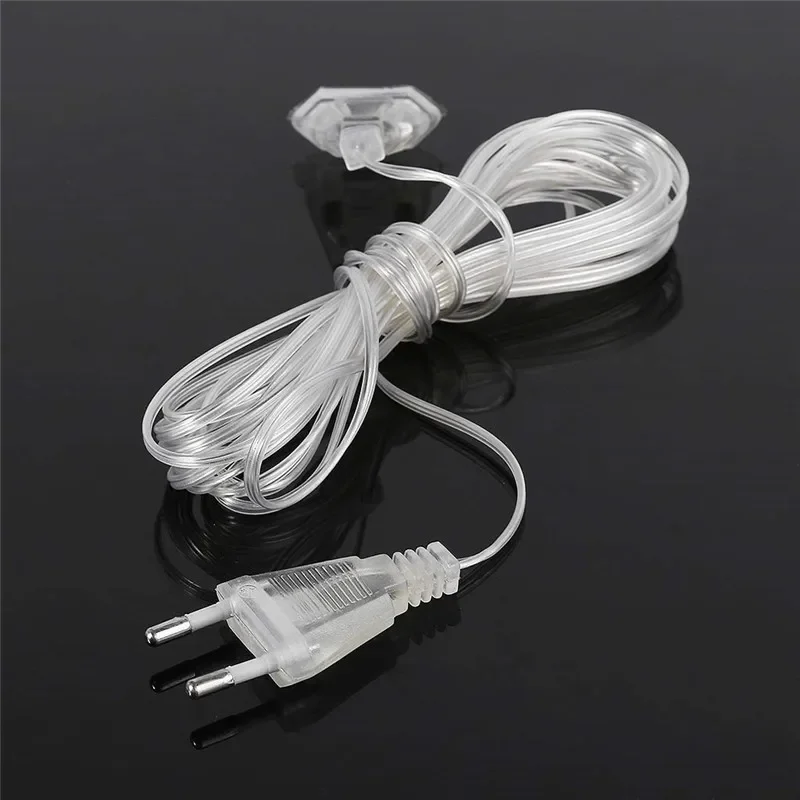 LED Curtain Icicle Fairy String Light Power Extension Cable Plug Wire for Garland Wedding Party Decor