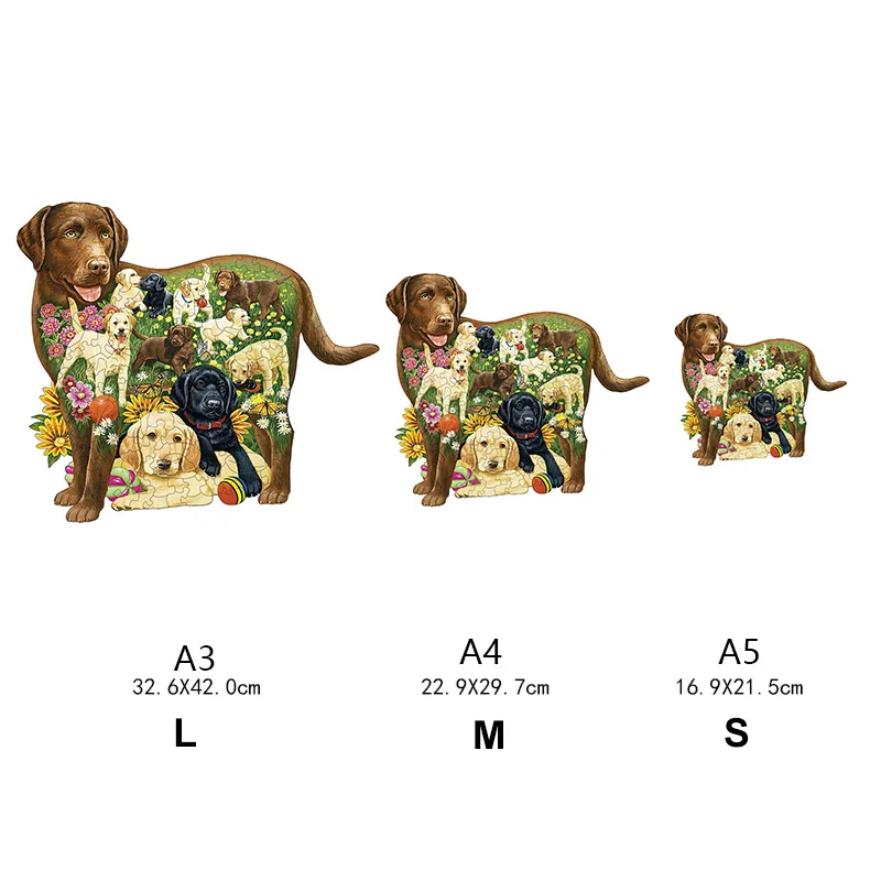 Giochi educativi in legno Puzzle di animali Puzzle per cani adulti nel prato Puzzle Regalo di festa fai da te