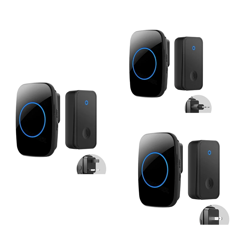 Campainha sem fio totalmente alimentada, sem bateria, à prova d'água, campainha de porta, anel para crianças e idosos