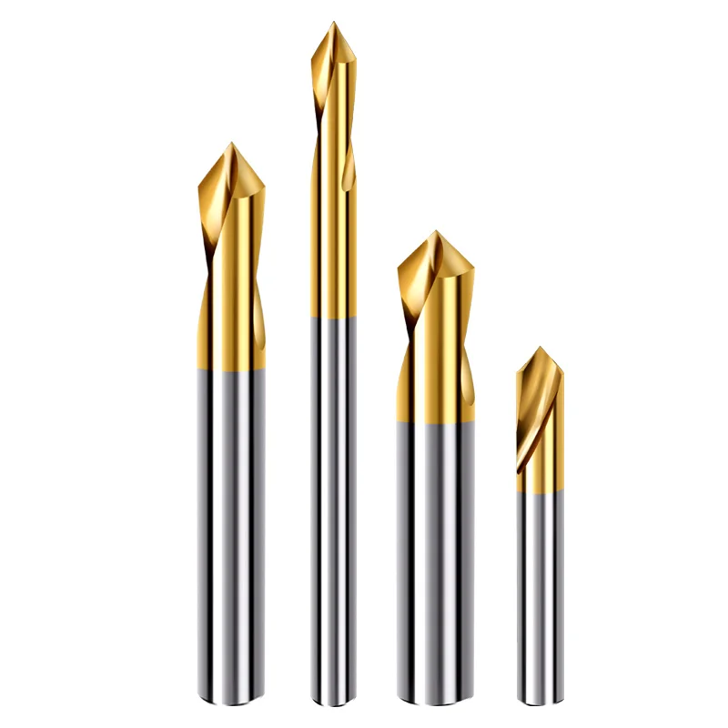 HSS centering drill with 90 degree extension, fixed point titanium plating, and positioning of stainless steel point holes