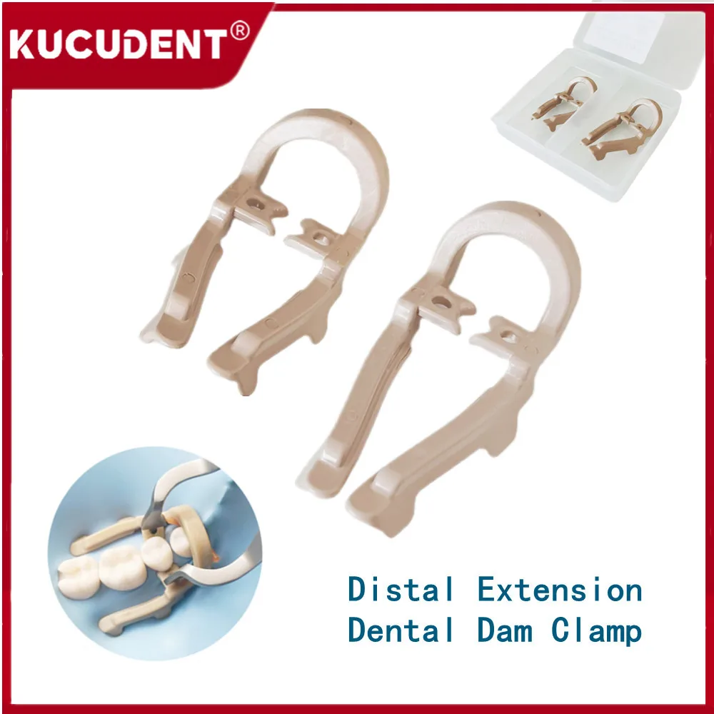 2 stks/set Dental Dam Rubber Klem Distale Uitbreiding Premolar Dam Clips Barrière Tandheelkunde Tanden Reparatie Tools Lange Korte Hars Klem