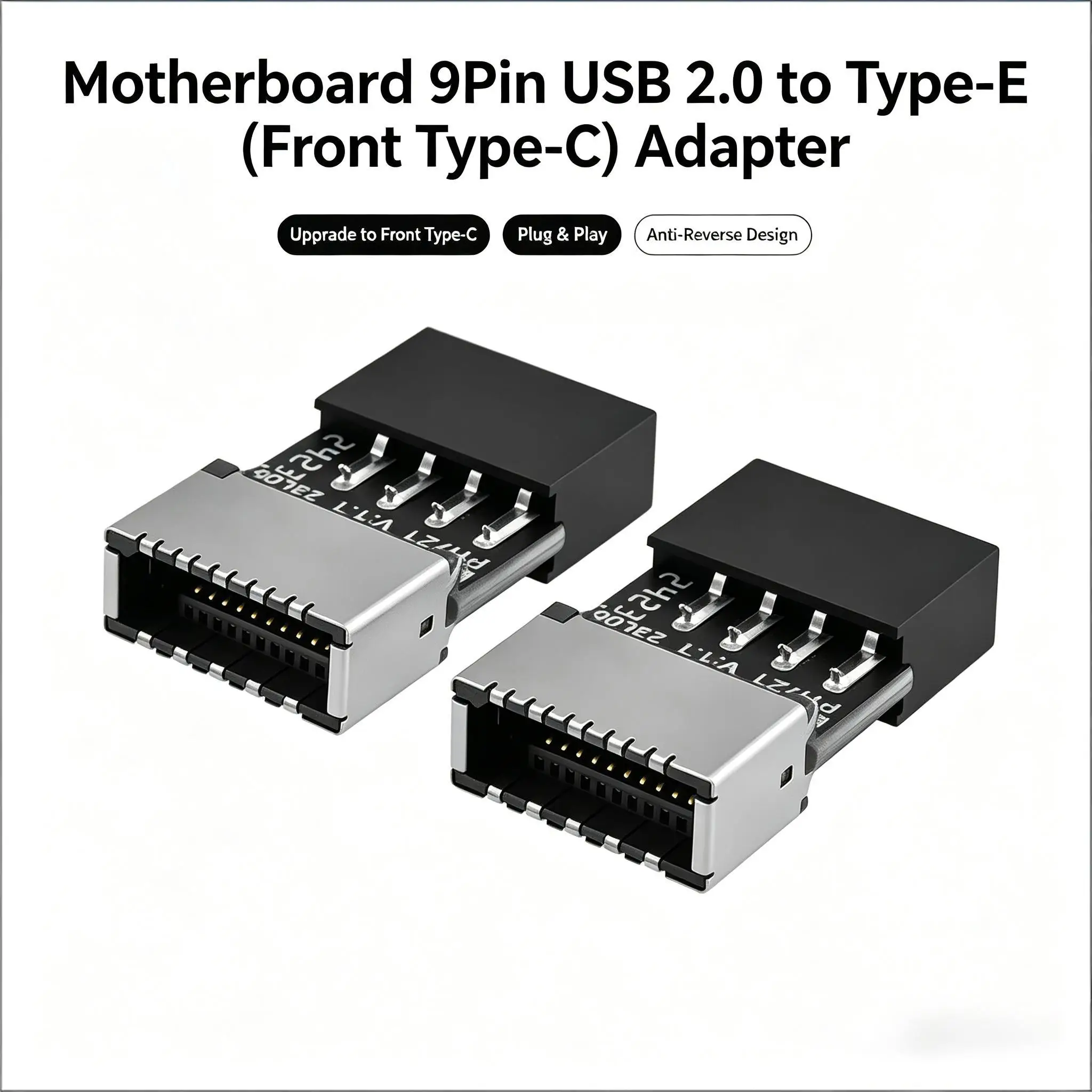 1pcs USB 2.0 to USB 3.2 Gen 1 Header Adapter for Mainboard with Type E Key-A Female Front Panel Socket to 9 Pin Header Internal