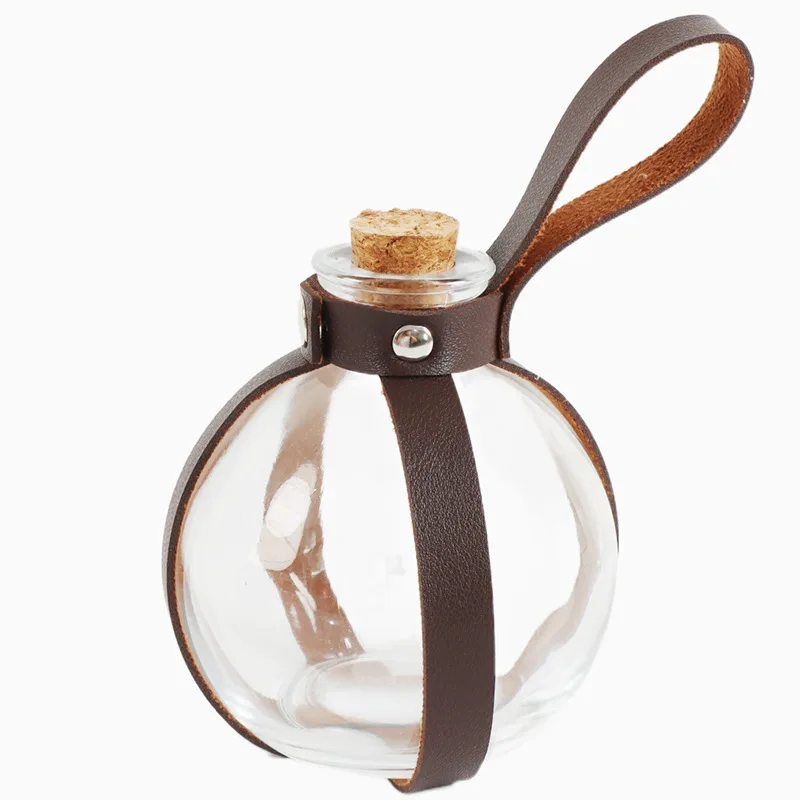 5PCS Renaissance Costume Accessories Leather Waist Belt with Bag Drawstring Coin Pouch Cork Potion Bottle Skirt Hike Clip for Cosplay image 5