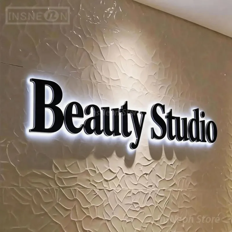 Custom Logo Wall Signboard LED Sign Beauty Studio Luminous Advertising Neon Illuminated Metal Acrylic Backlit 3D Letters