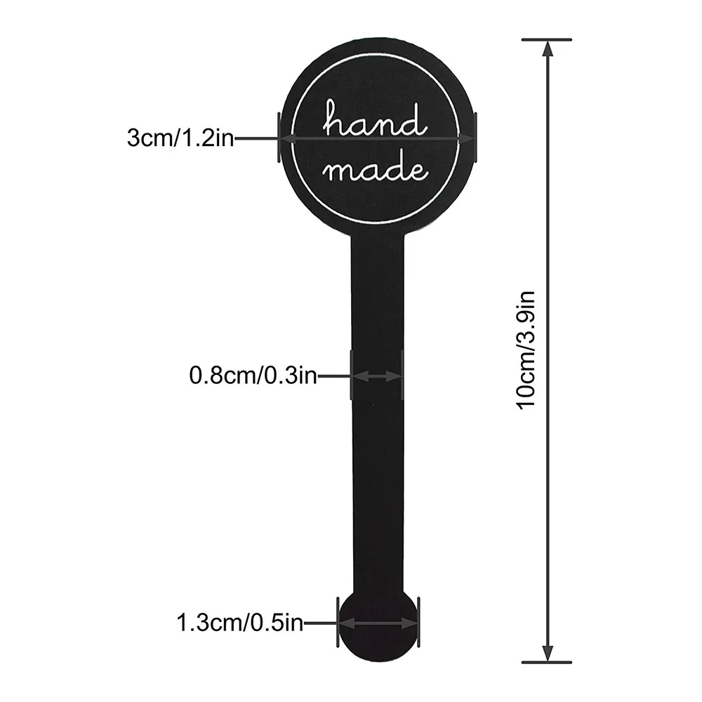 100/200pcs black hand made long sealing sticker pudding bottle sticker, baking box label sticker, baking, handicraft products