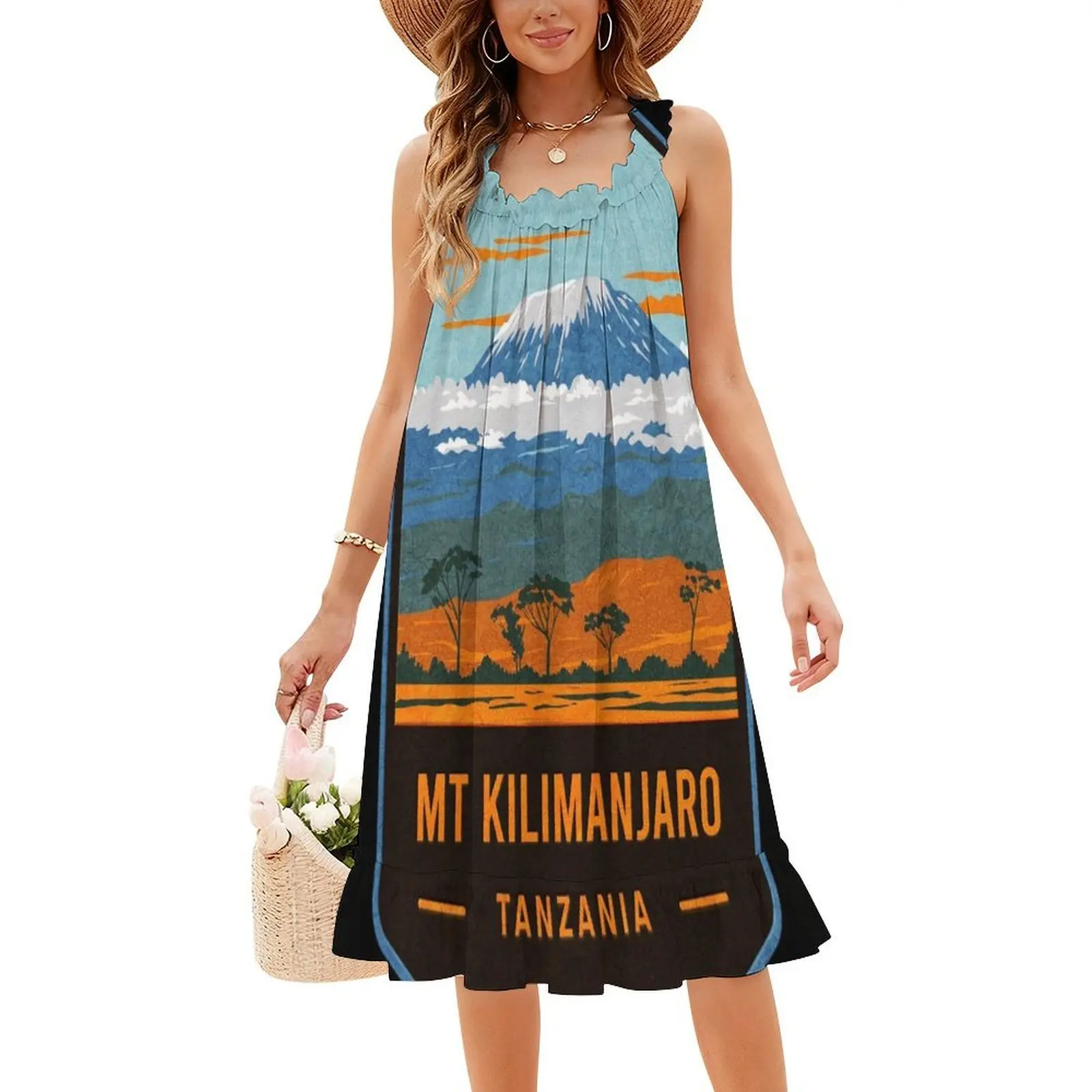 فستان حفلات نسائي من Mt Kilimanjaro تنزانيا ملابس خروج عصرية مطبوعة ملابس النادي للإناث جبل كليمنجارو تنزانيا جبل