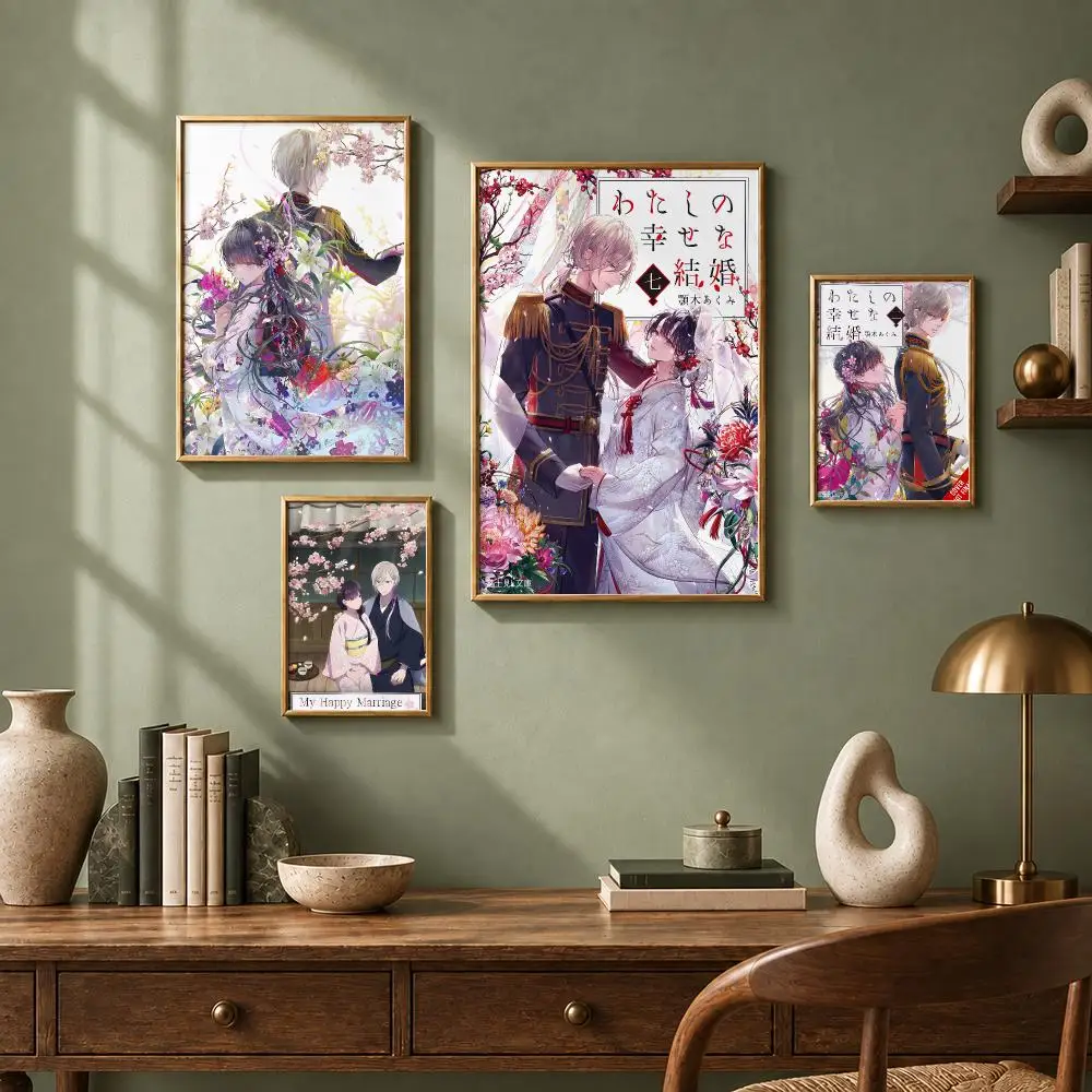 Romantic Anime M-My Happy MarriageS Poster HD Self-Adhesive No Residue After Removal Ideal for All Kinds of Wall Decor