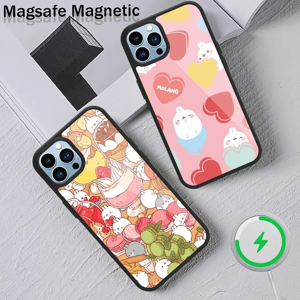 

Cartoon M-Molangs Rabbit Phone Case For iPhone 16 15 14 13 12 11 Plus Pro Max Magsafe Magnetic Wireless Charging