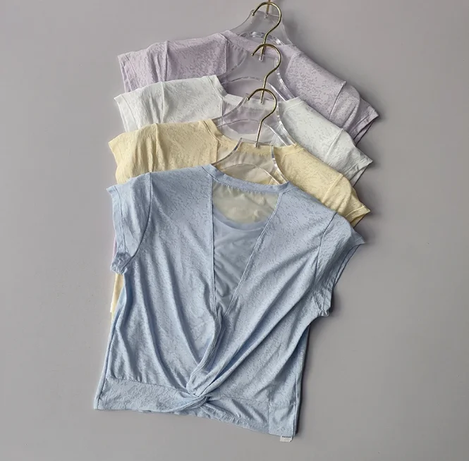 Short Breathable Beautiful Back Sports Top Women's Mesh Short Sleeved T-shirt Fitness Running Cover Up High-end Yoga Suit Summer