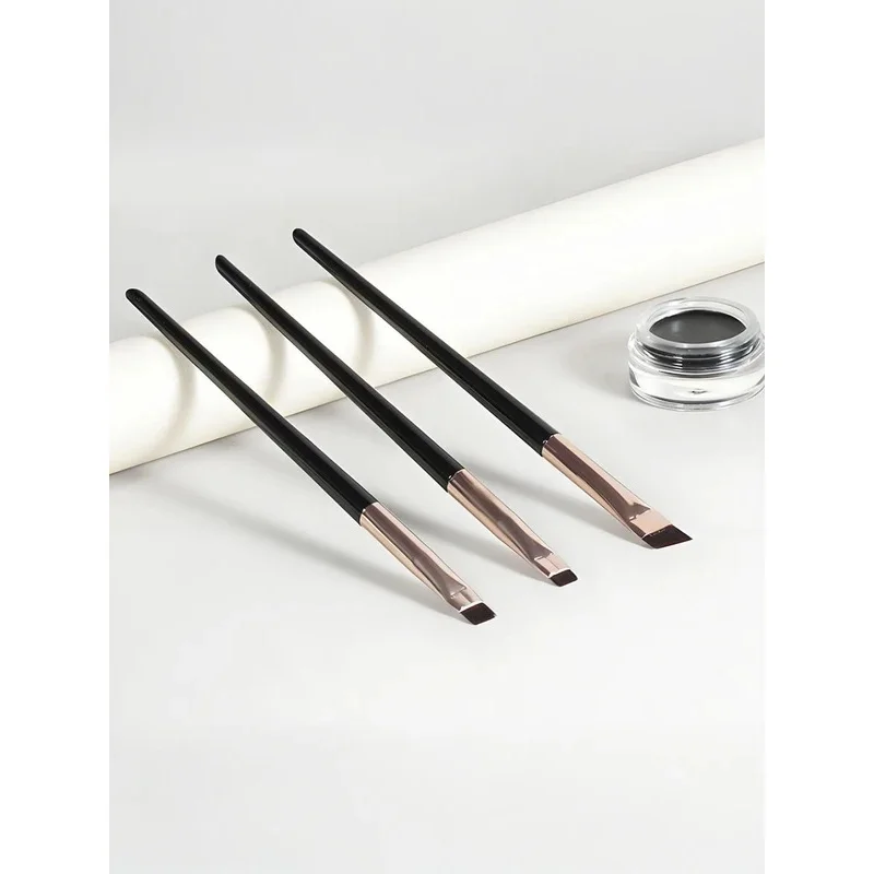 1-4Set Angled Eyeliner Brush Flat Sickle Brush Slant Eyebrow Brush Precision Brow & Underlash Makeup Tool Kit For Beginners