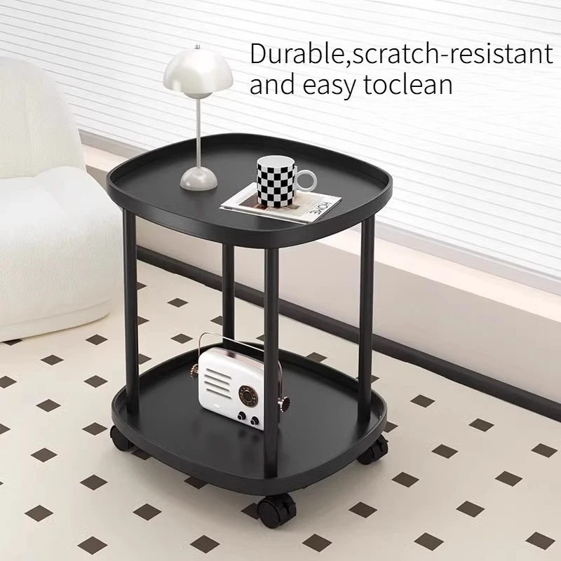 Mini Rolling Bedside Trolley, Portable Storage Side Table for Sofa & Bedroom