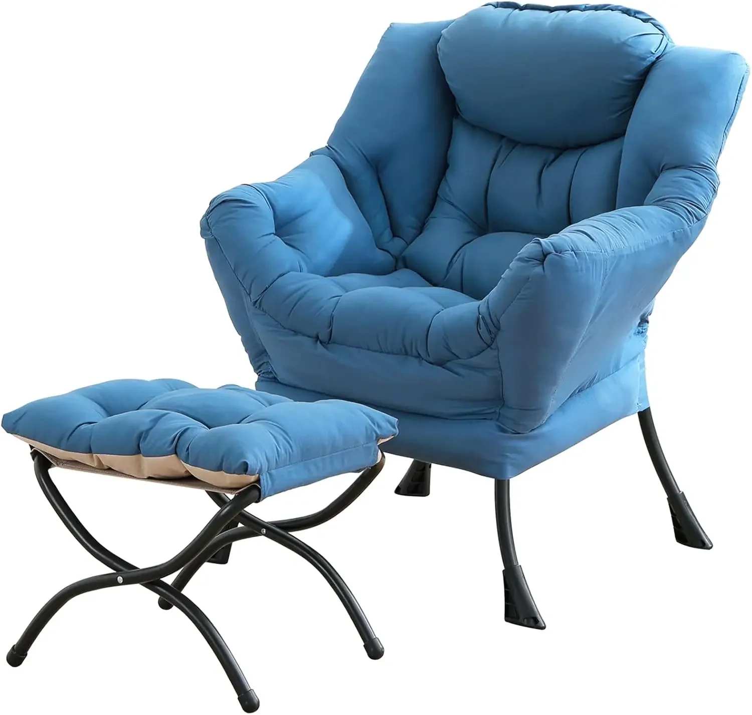 Lazy Chair with Ottoman, Modern Large Accent Lounge Chair, Leisure Sofa Armchair/Reading Chair w/ Footrest for Bedroom