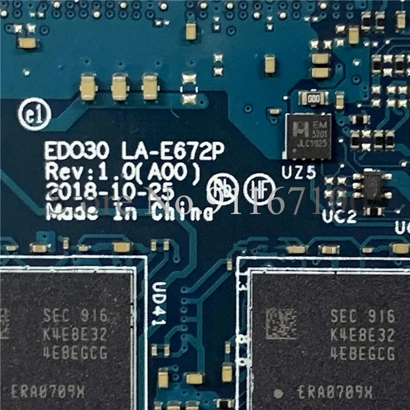 Imagem -03 - Placa-mãe Ed030 La-e672p para Dell Xps 13 9380 com I58265u I79565u Cpu 8g 16g Cn00xmmk 88mrw 5f77f