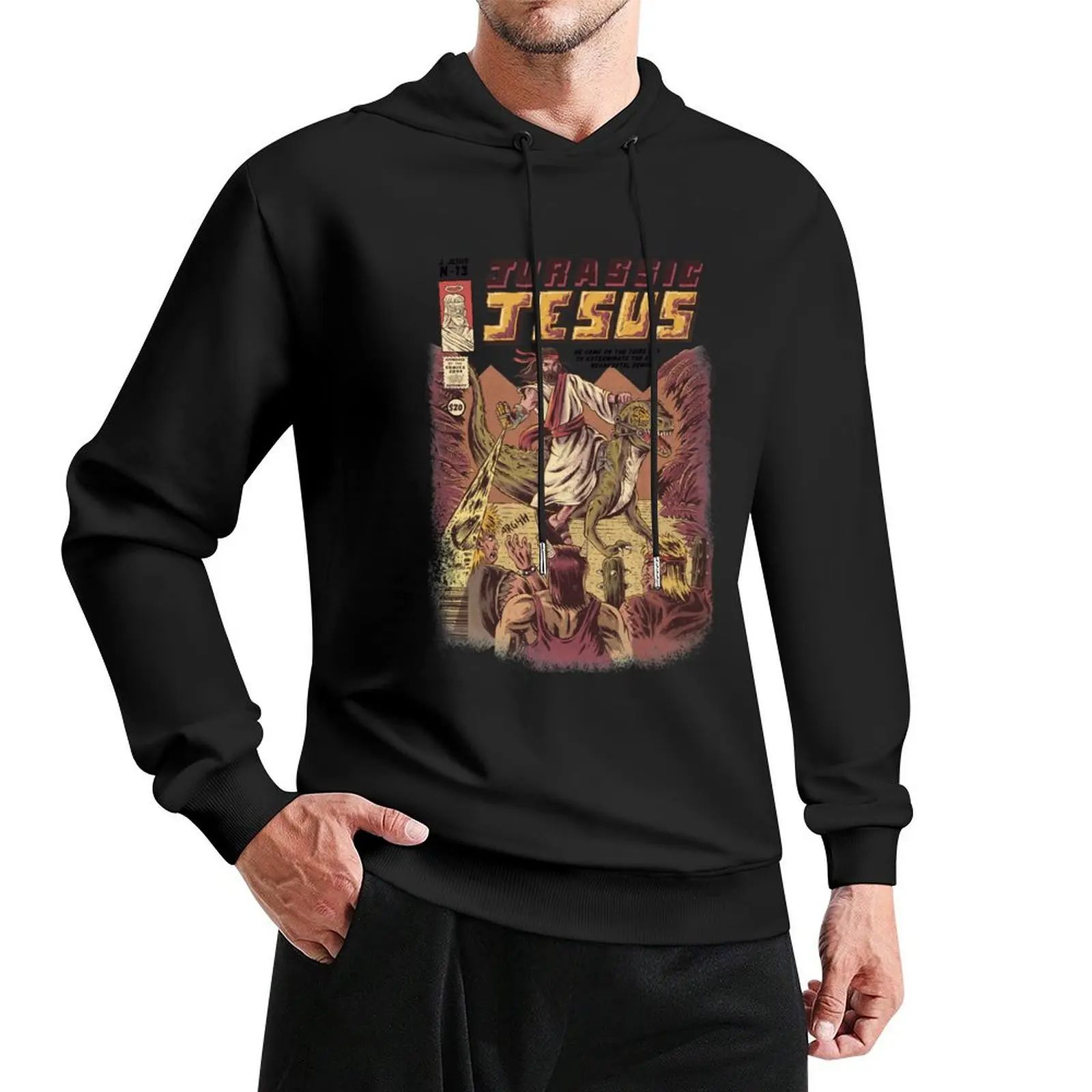 

JURASSIC JESUS Pullover Hoodie men wear autumn men's sweat-shirt japanese style men's hoodies