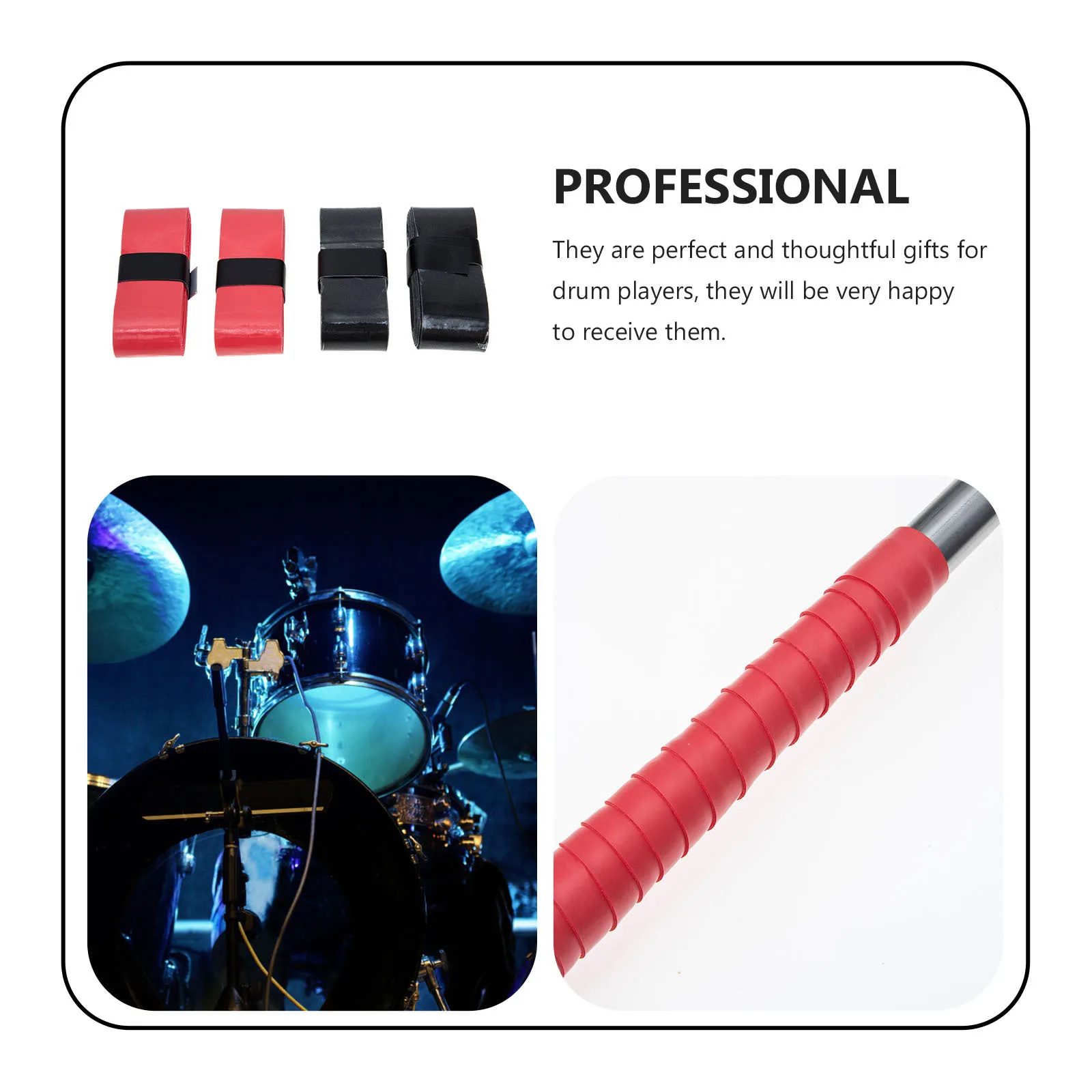 

4Pcs Drumstick Non-Slip Covers Professional PU Drum Stick Protective Sleeves Silent Practice Drum Supplies Drumstick Protectors